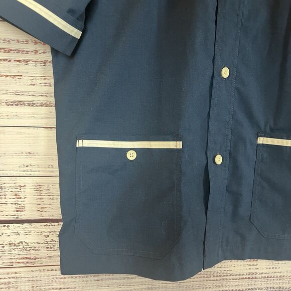 Retro Bowling 50s Style Bowling Shirt L Made in USA Norton Ditto Houston Navy - Picture 4 of 7